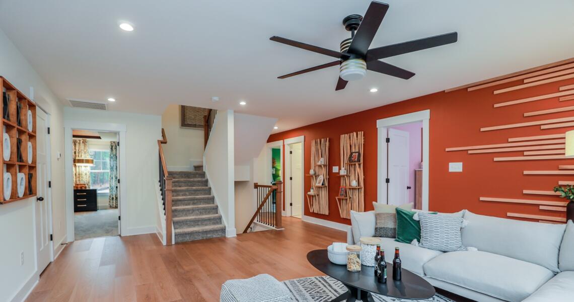 Wood slats design on wall in loft area
