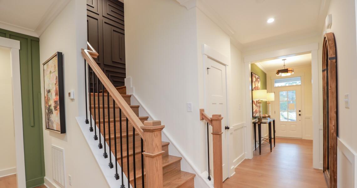 Accent walls in the staircase area