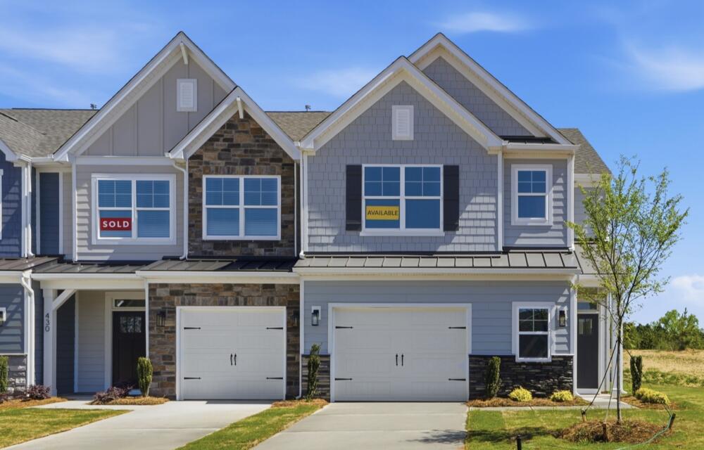 The Southampton 110 front exterior at the Blythe Mill Townhomes
